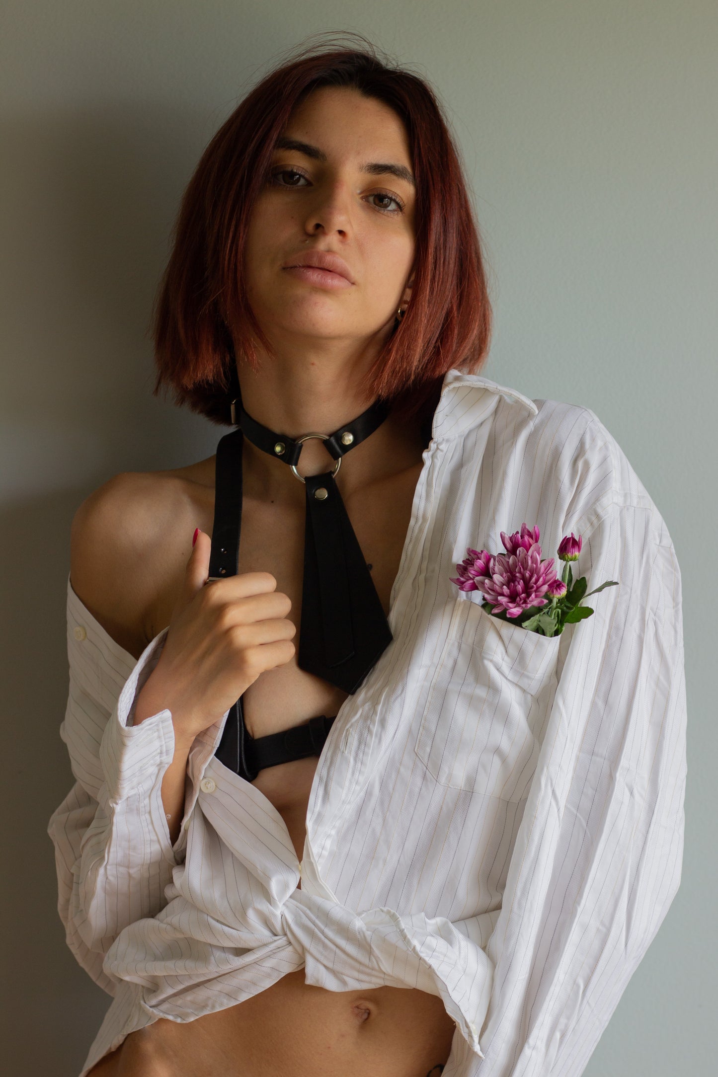 Asymmetric Leather Tie