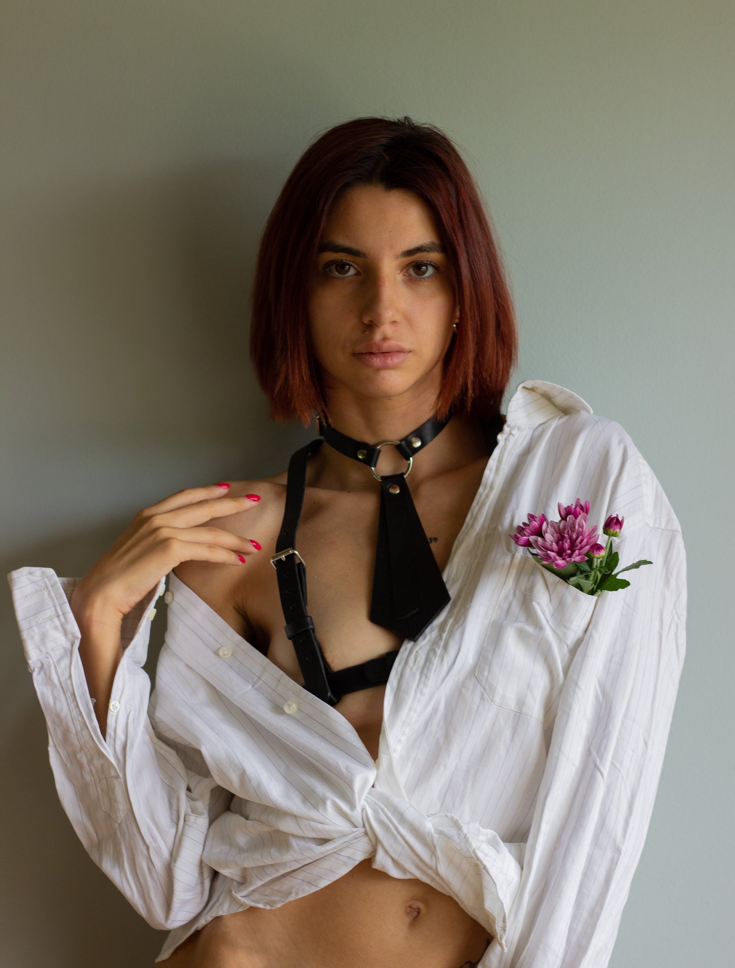 Asymmetric Leather Tie
