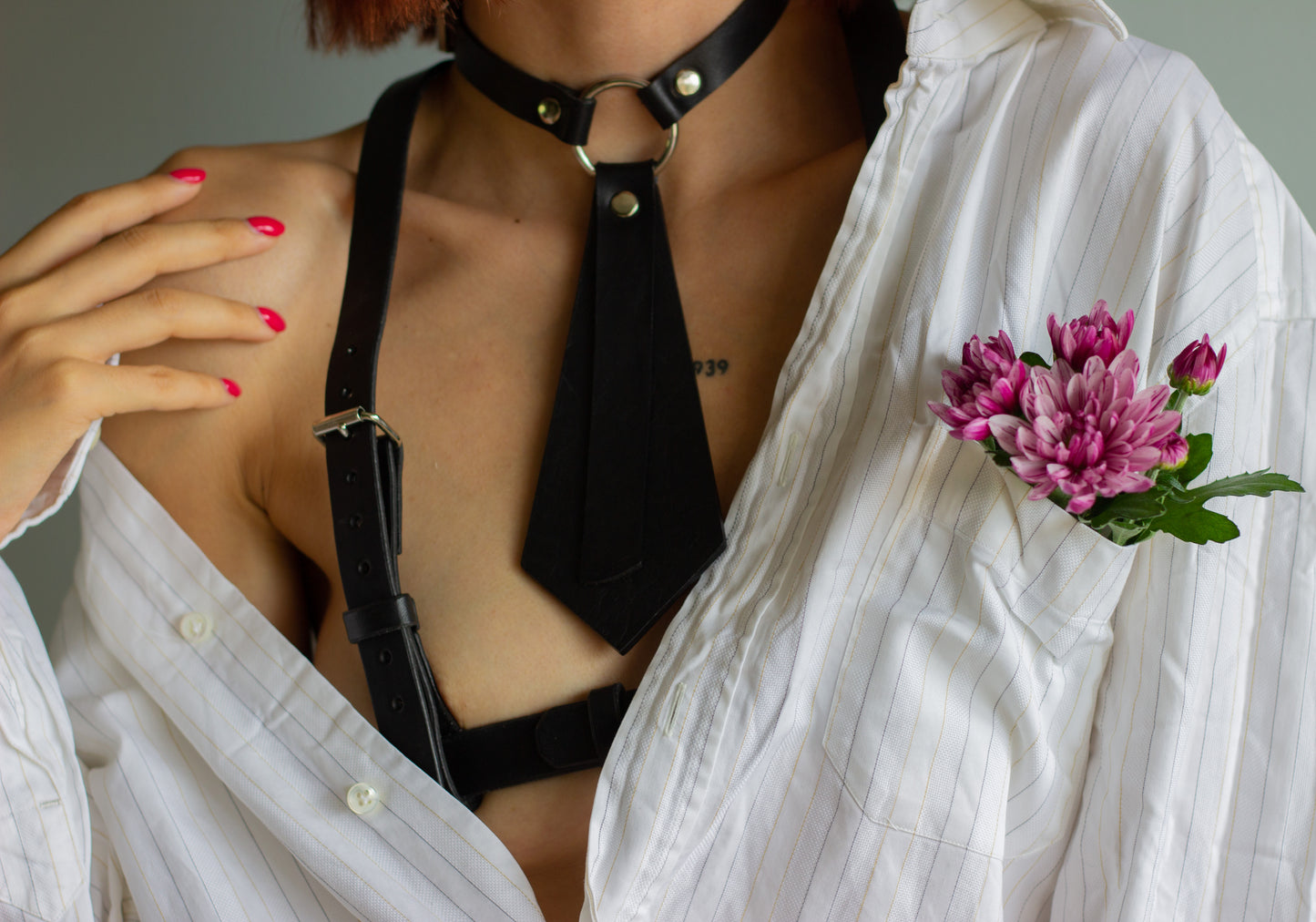 Asymmetric Leather Tie