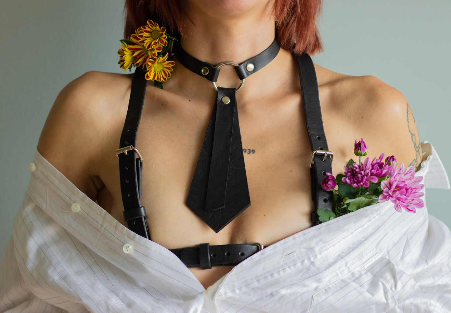Asymmetric Leather Tie