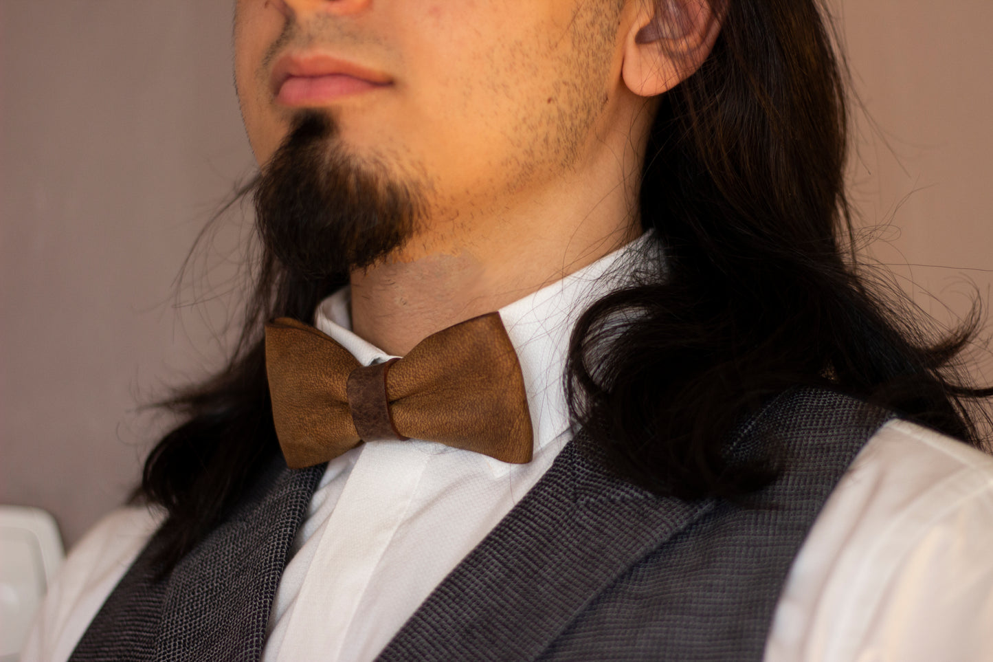 Leather bow tie