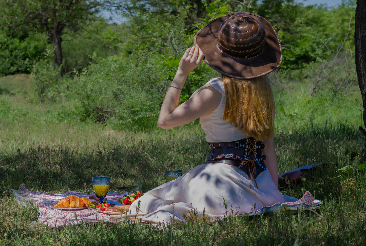 Wide Brim Leather Hat