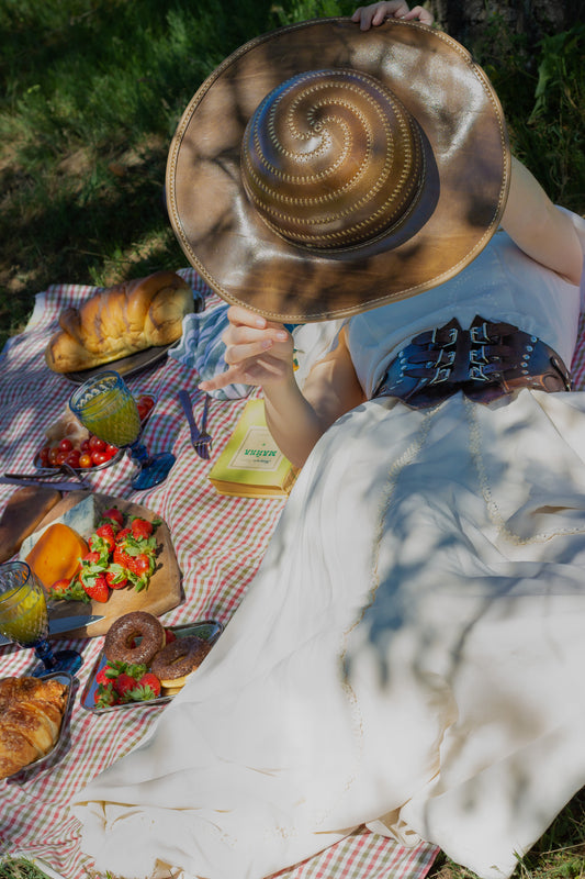 Wide Brim Leather Hat