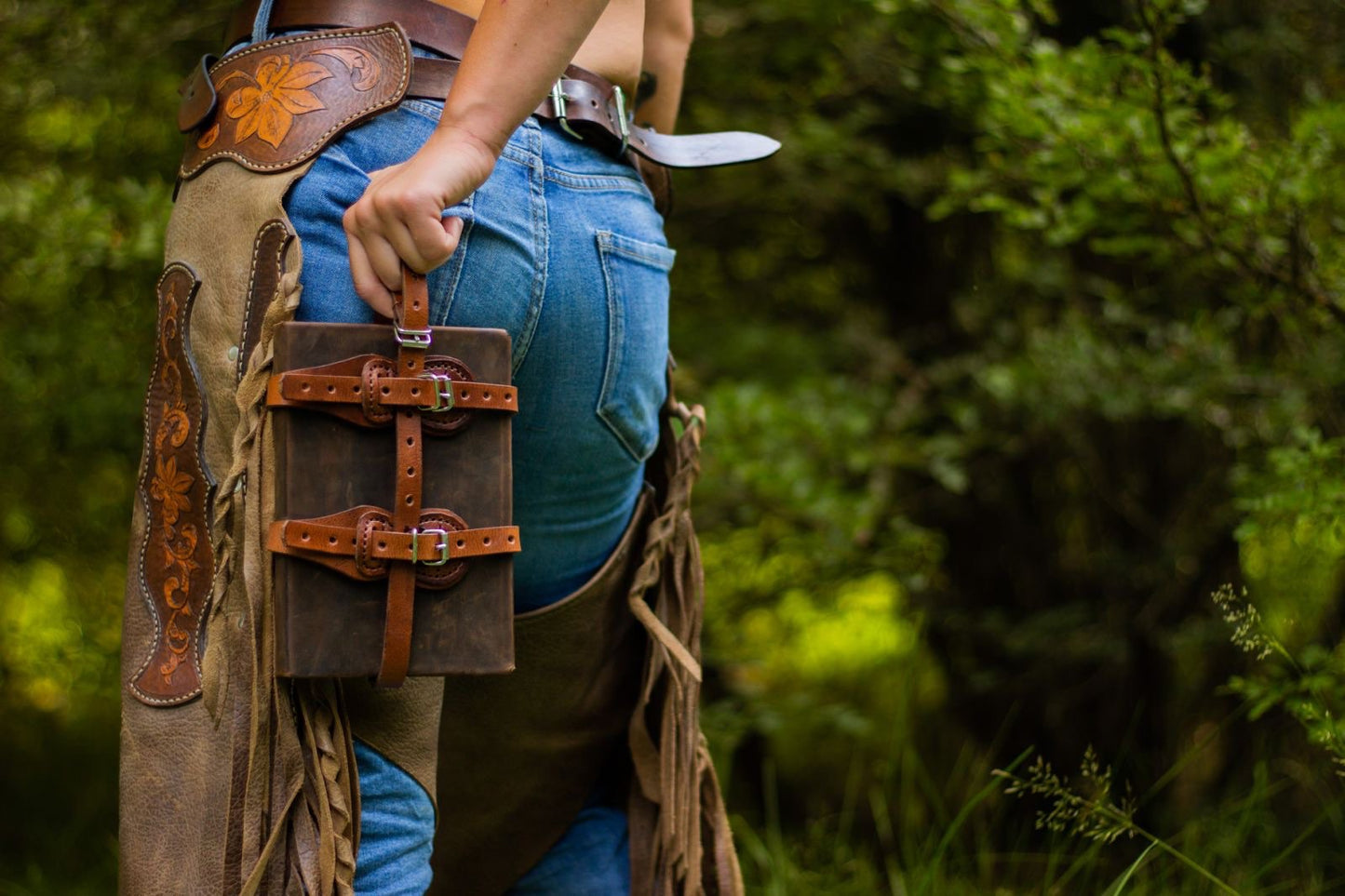 Leather Book Cover and Carrying Straps